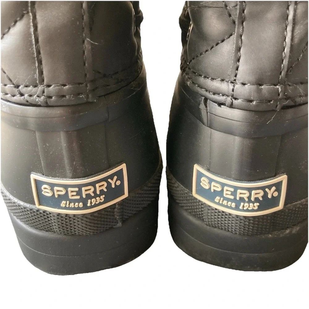 Sperry Top Sider Women's Size 8 Gosling Black Quilted Waterproof Duck Boots